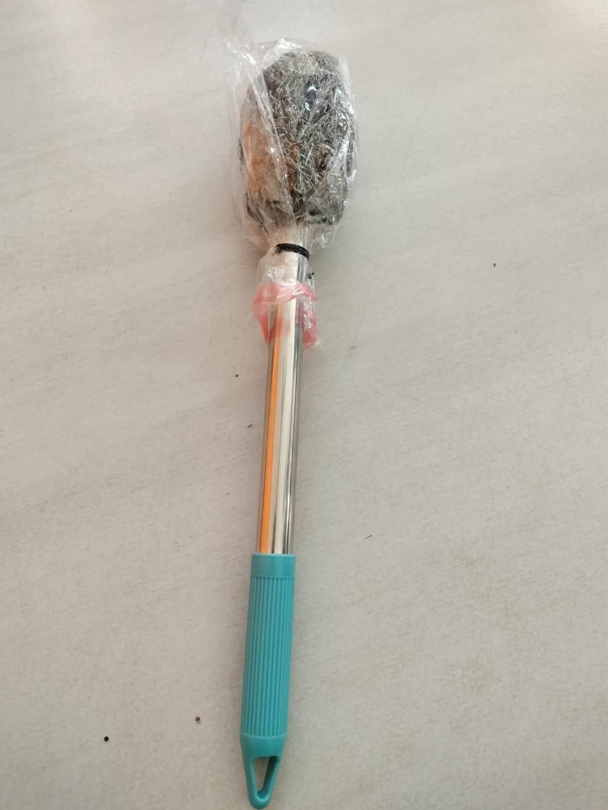 Bottle jar scrubber with a stainless steel head and comfortable silicone grip for effective cleaning