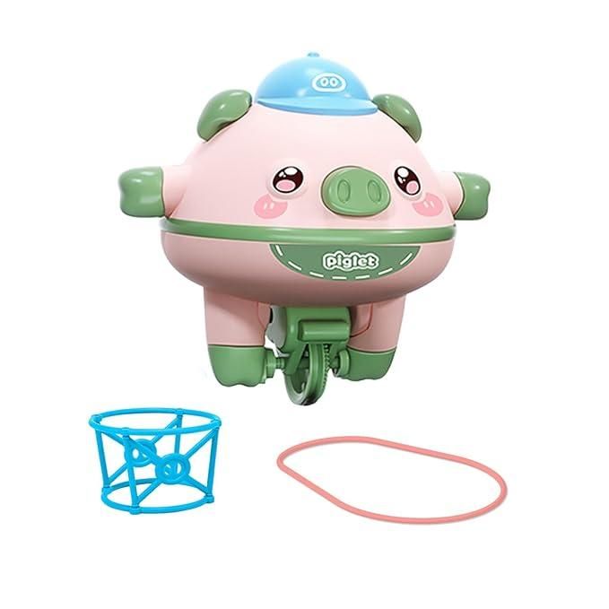 Colorful children's tightrope walking toy with a cute pig design and balancing accessories for fun playtime