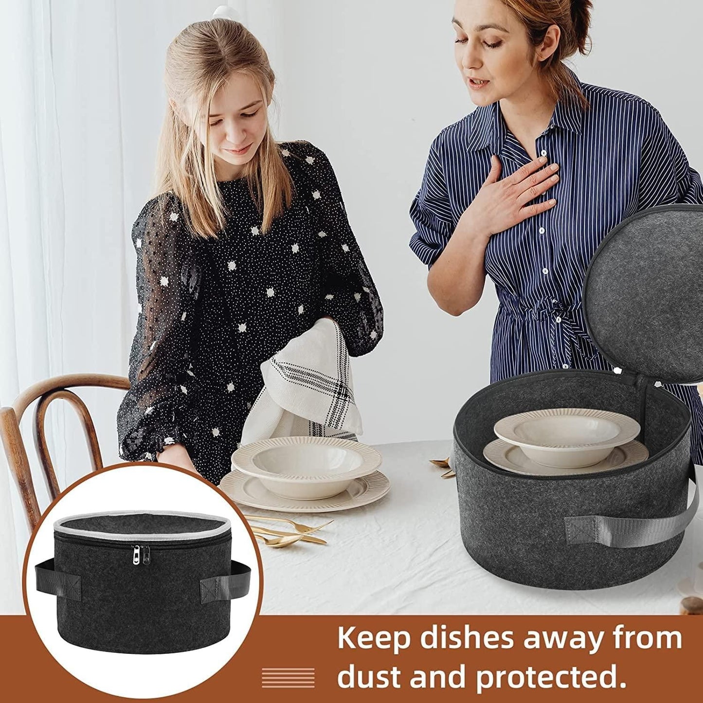 Dish storage with protection featuring a stylish gray design to keep dishes away from dust and protected