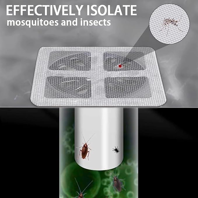 Rectangular shower mesh drain catcher stickers covering floor drain to block mosquitoes and insects