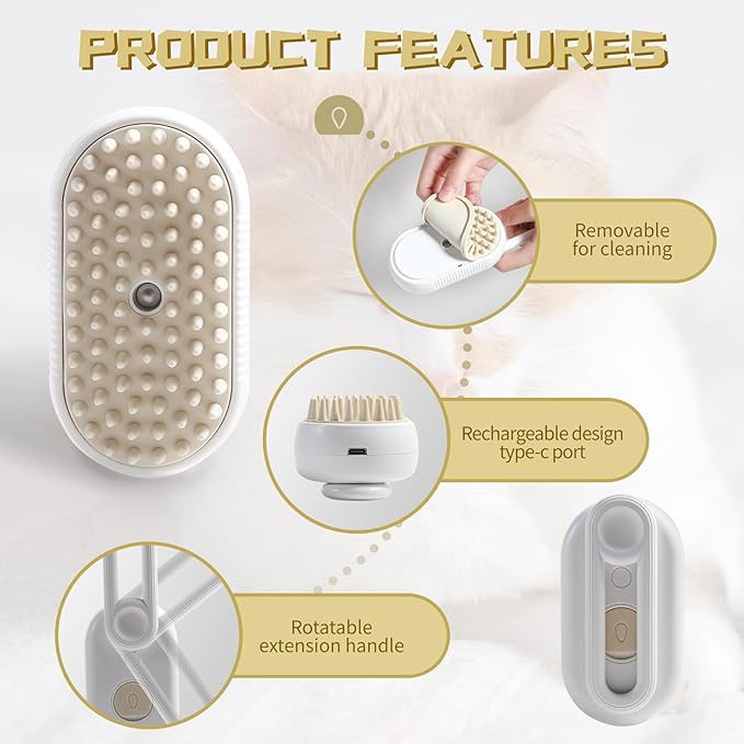 multi-purpose pet cleaning brush India with removable brush head rechargeable type c port and rotatable extension handle