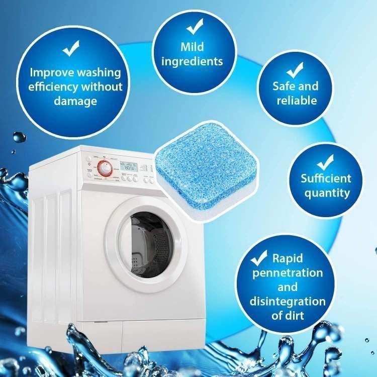 Washing machine cleaner tablets with mild ingredients for efficient cleaning and dirt disintegration