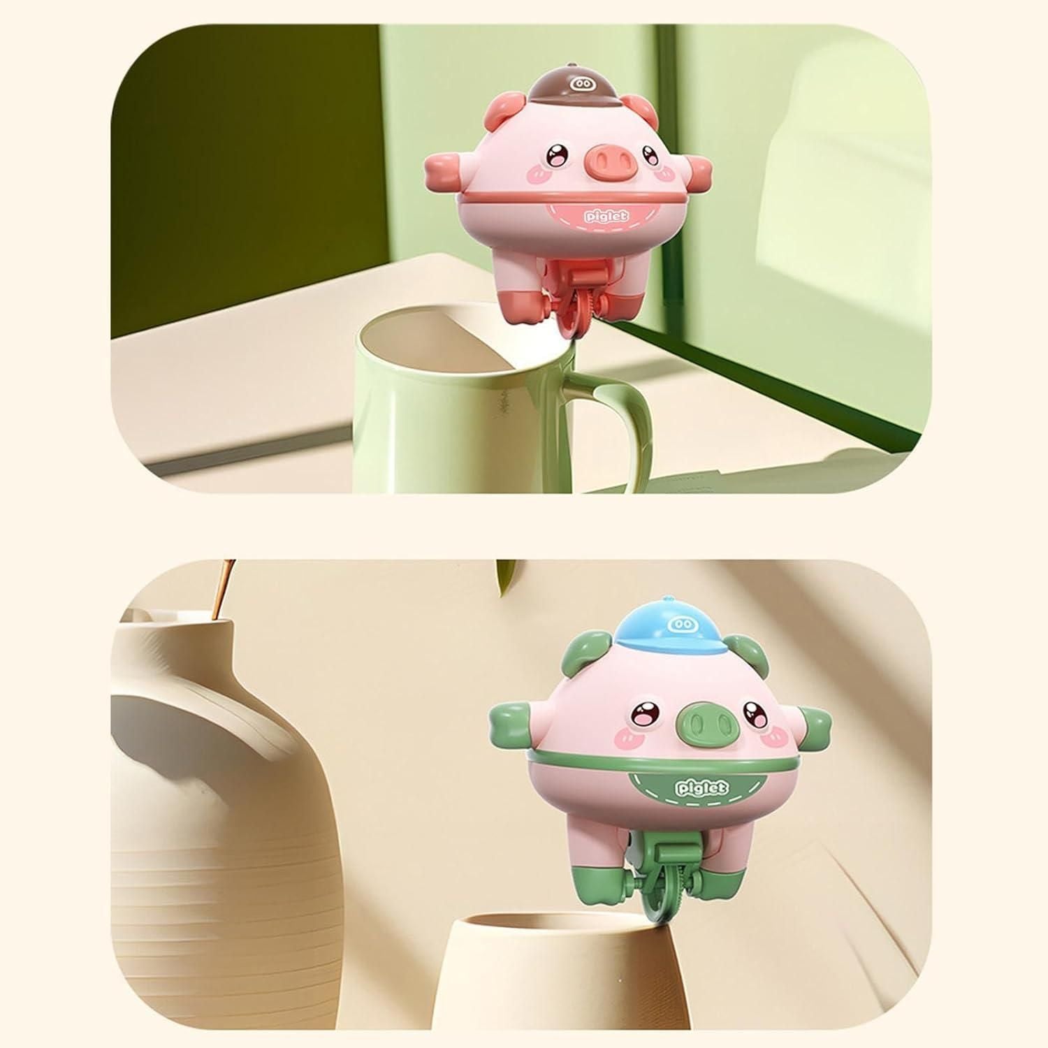 Cute children's tightrope walking toy in pink and green pig design for fun balance activities