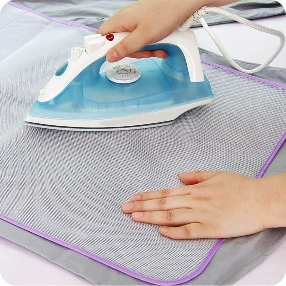 Iron safety mesh pad for protecting surfaces while ironing, featuring heat-resistant material and a sleek design