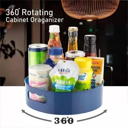 Blue 360 rotating cabinet lazy susan with condiments and bottles multi-function kitchen organizer India