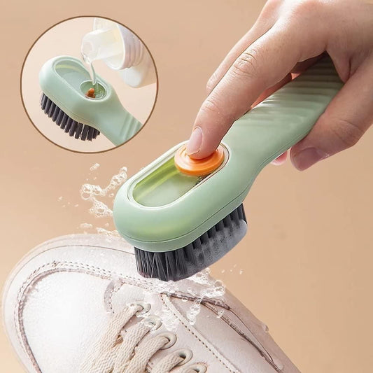 Multifunctional cleaning brush for shoes with ergonomic handle and water dispensing feature