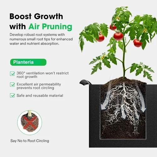 Durable Garden Grow Bags for boosting plant growth with 360-degree ventilation and root pruning benefits