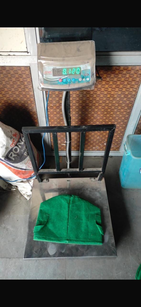 Durable Garden Grow Bags on a weighing scale for showing product weight and quality